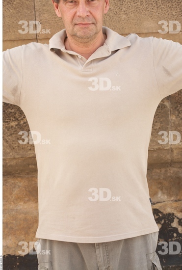 Upper Body Man White Casual T shirt Average