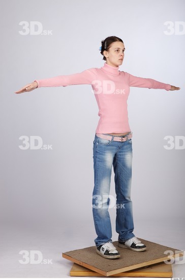 Whole Body Woman T poses Casual Slim Studio photo references