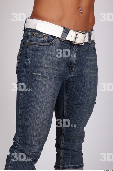 Thigh Whole Body Woman Nude Casual Jeans Muscular Studio photo references
