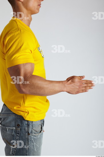 Arm Man Animation references White Casual T shirt Muscular
