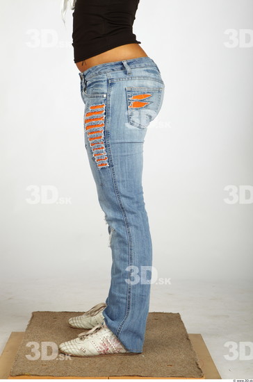 Leg Whole Body Woman Nude Casual Jeans Chubby Studio photo references