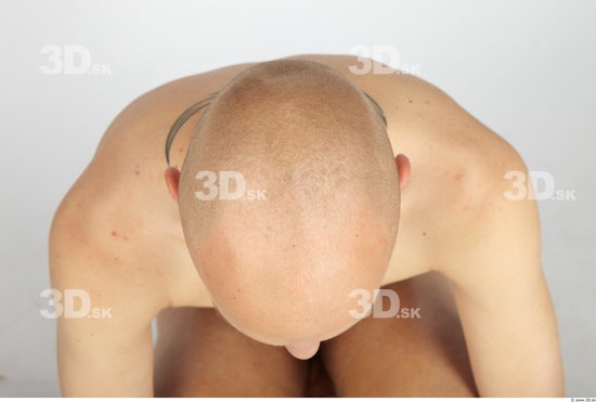 Whole Body Head Man Animation references Nude Slim Bald Studio photo references