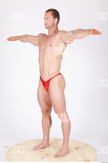 Whole Body Man T poses Underwear Muscular Studio photo references