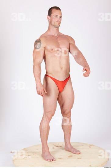 Whole Body Man Animation references Underwear Muscular Studio photo references