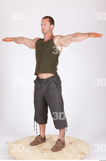 Whole Body Man T poses Casual Muscular Studio photo references