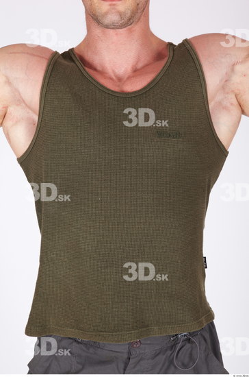 Upper Body Man Casual Singlet Muscular Studio photo references