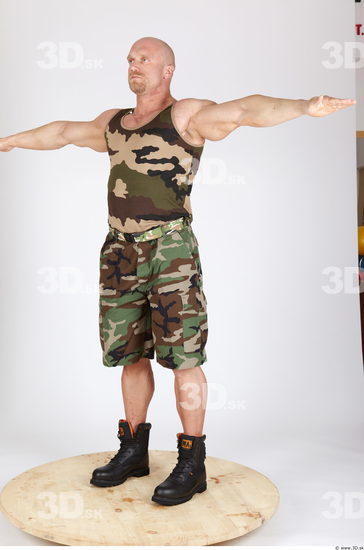 Whole Body Man T poses Army Muscular Studio photo references