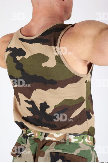 Upper Body Whole Body Man Army Singlet Muscular Studio photo references