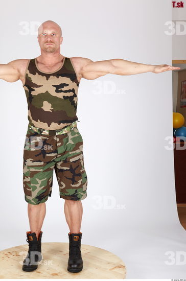 Whole Body Man T poses Army Muscular Studio photo references