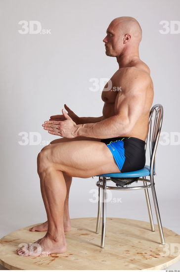 Whole Body Man Artistic poses White Sports Swimsuit Muscular