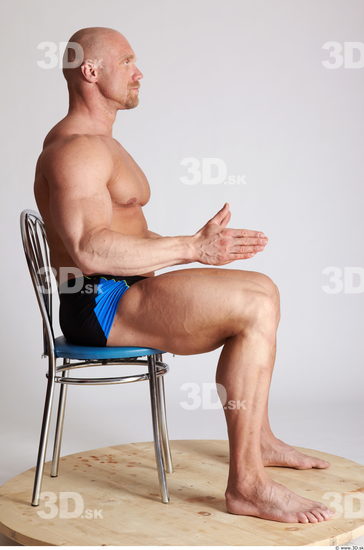 Whole Body Man Artistic poses White Sports Swimsuit Muscular