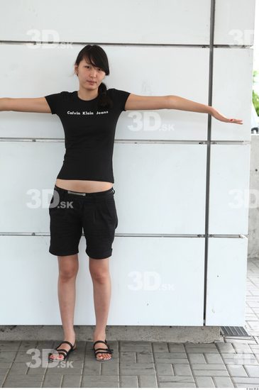 Whole Body Woman T poses Asian Casual Slim Street photo references