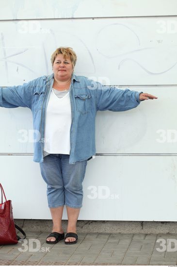 Whole Body Woman T poses White Casual Overweight