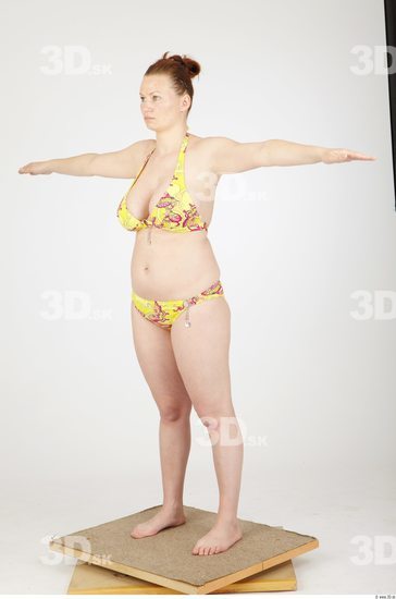 Whole Body Woman Animation references T poses Casual Sports Swimsuit Overweight Studio photo references
