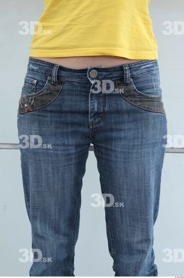 Thigh Woman White Casual Jeans Average