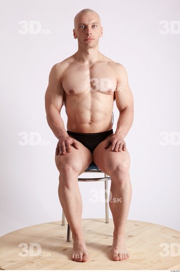 Whole Body Man Artistic poses White Sports Swimsuit Muscular