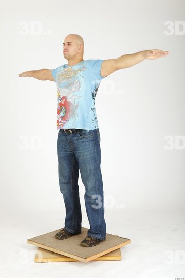 Whole Body Man T poses Casual Chubby Bald Studio photo references