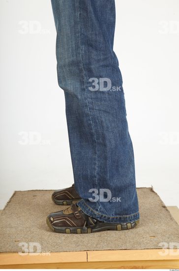 Calf Whole Body Man Casual Jeans Chubby Bald Studio photo references