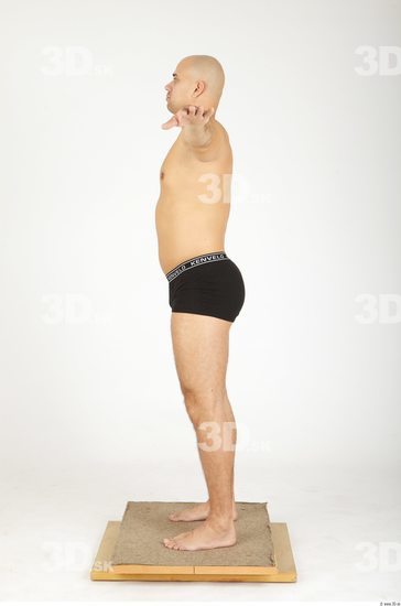 Whole Body Man T poses Casual Underwear Chubby Bald Studio photo references