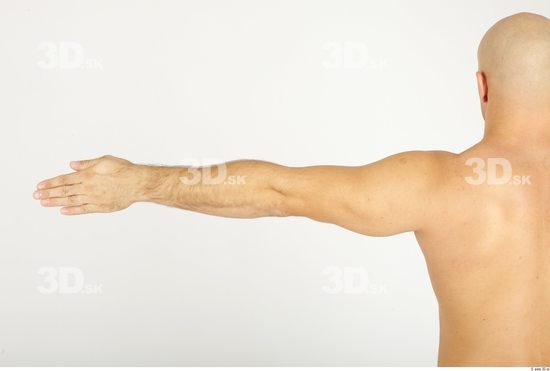 Arm Whole Body Man Nude Casual Chubby Bald Studio photo references