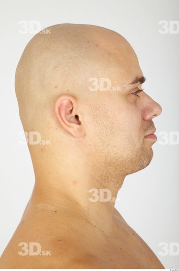 Whole Body Head Man Casual Chubby Bald Studio photo references