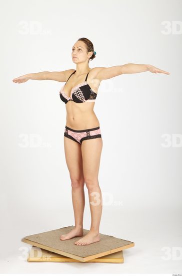 Whole Body Woman Animation references T poses Casual Underwear Slim Studio photo references