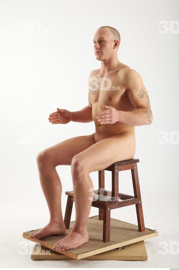 Whole Body Man Artistic poses Tattoo Nude Casual Athletic Studio photo references