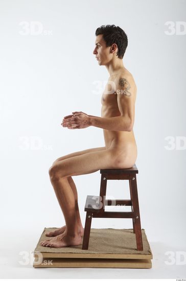 Whole Body Man Artistic poses White Tattoo Nude Slim