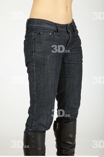 Thigh Whole Body Woman Casual Jeans Slim Studio photo references