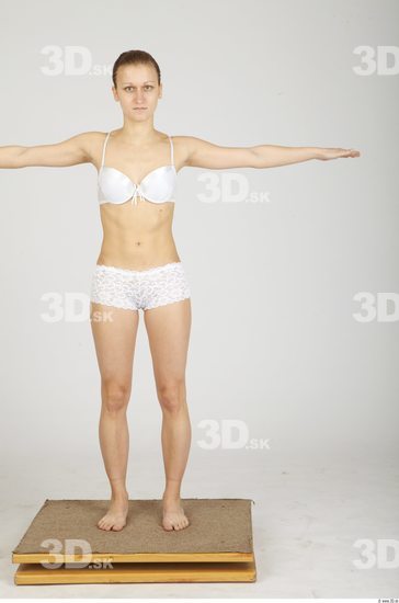 Whole Body Woman T poses Underwear Slim Studio photo references