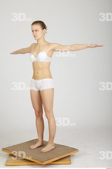 Whole Body Woman T poses Underwear Slim Studio photo references