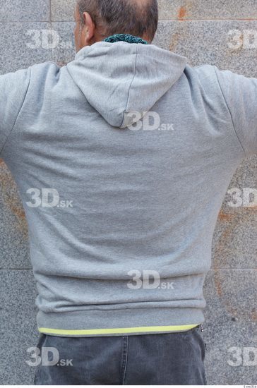 Upper Body Head Man White Casual Sports Sweatshirt Overweight Bald Street photo references