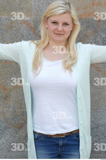 Upper Body Woman White Casual Sweater Average