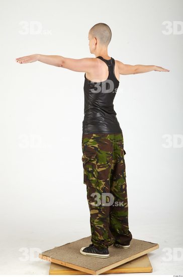 Whole Body Woman Animation references T poses Army Slim Bald Studio photo references