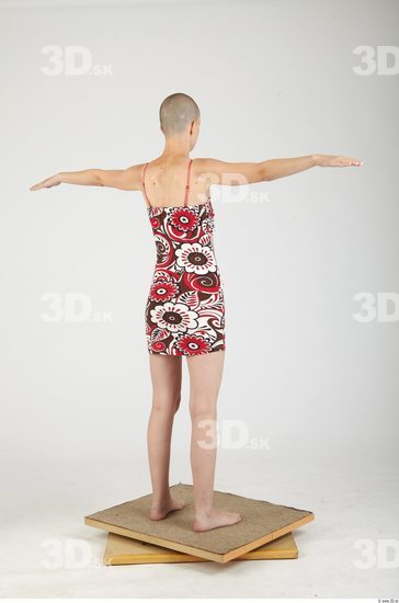 Whole Body Woman Animation references T poses Casual Dress Slim Bald Studio photo references