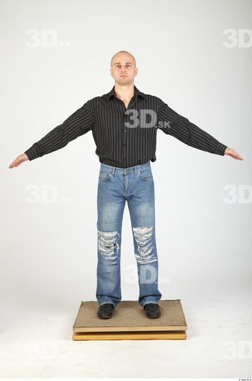 Whole Body Man Animation references Casual Average Bald Studio photo references