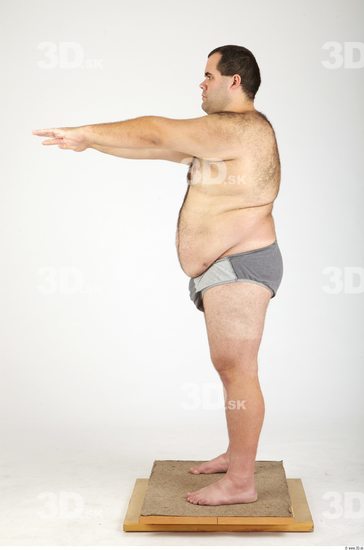 Whole Body Man Hairy Casual Underwear Pants Overweight Studio photo references