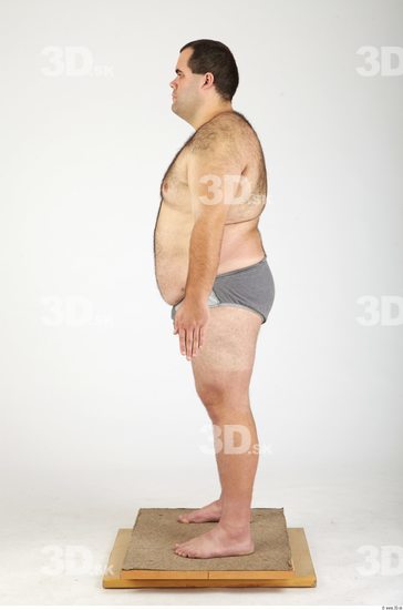 Whole Body Man Hairy Casual Underwear Pants Overweight Studio photo references