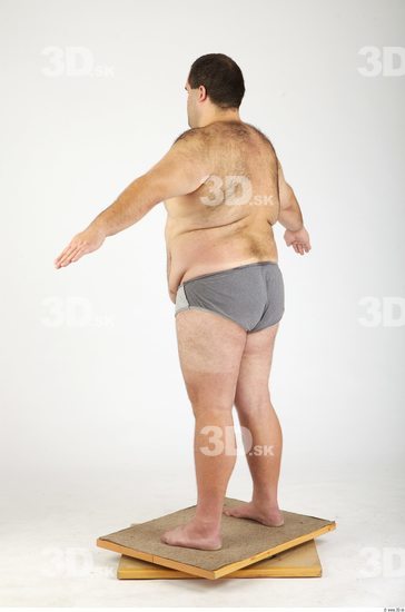 Whole Body Man Hairy Casual Underwear Pants Overweight Studio photo references