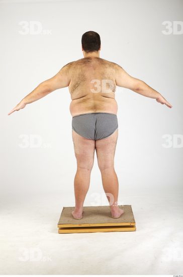 Whole Body Man Hairy Casual Underwear Pants Overweight Studio photo references