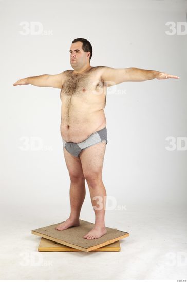 Whole Body Man T poses Hairy Casual Underwear Pants Overweight Studio photo references