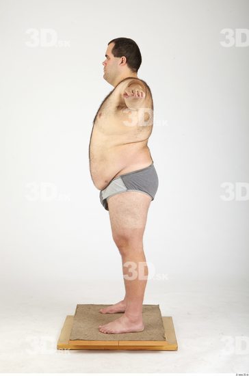 Whole Body Man T poses Hairy Casual Underwear Pants Overweight Studio photo references