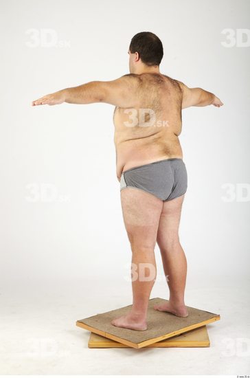 Whole Body Man T poses Hairy Casual Underwear Pants Overweight Studio photo references