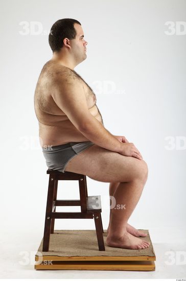 Whole Body Man Artistic poses White Hairy Underwear Pants Overweight