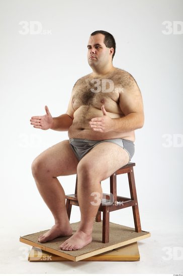 Whole Body Man Artistic poses White Hairy Underwear Pants Overweight