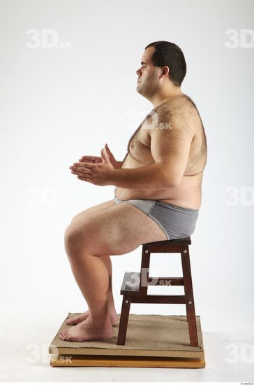 Whole Body Man Artistic poses White Hairy Underwear Pants Overweight