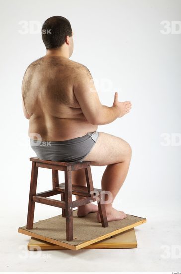 Whole Body Man Artistic poses White Hairy Underwear Pants Overweight