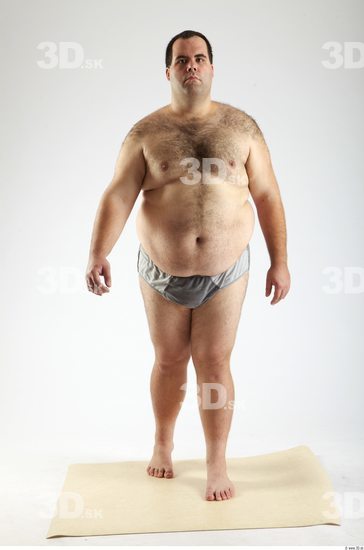 Whole Body Man Animation references White Hairy Underwear Pants Overweight