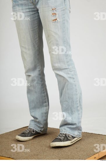 Calf Whole Body Woman Casual Jeans Slim Studio photo references