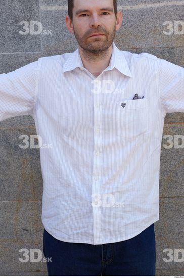 Upper Body Man White Casual Shirt Average
